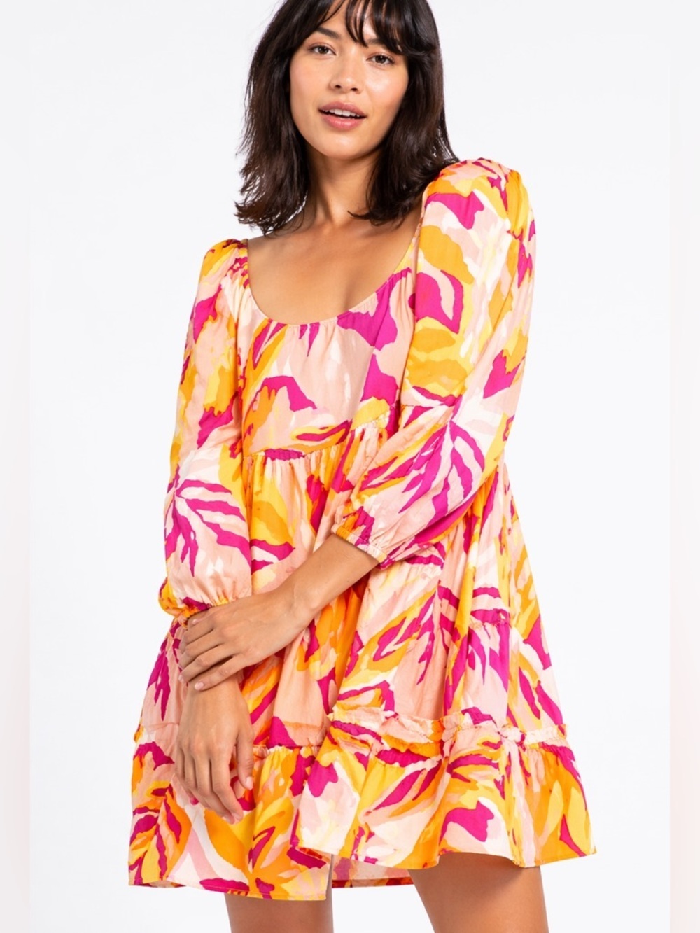 Sanctuary Make A Splash Tropical Babydoll Mini Dress XS Cotton